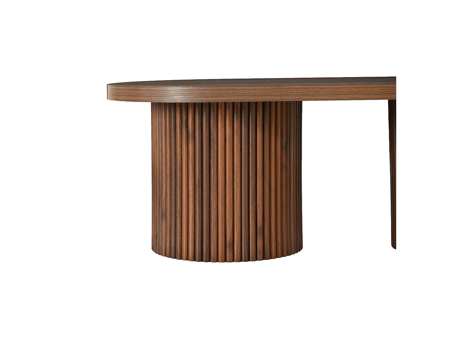 Table basse ovale 100x50x35 cm - Table d'appoint moderne - Piètement colonne romaine - MDF - Marron