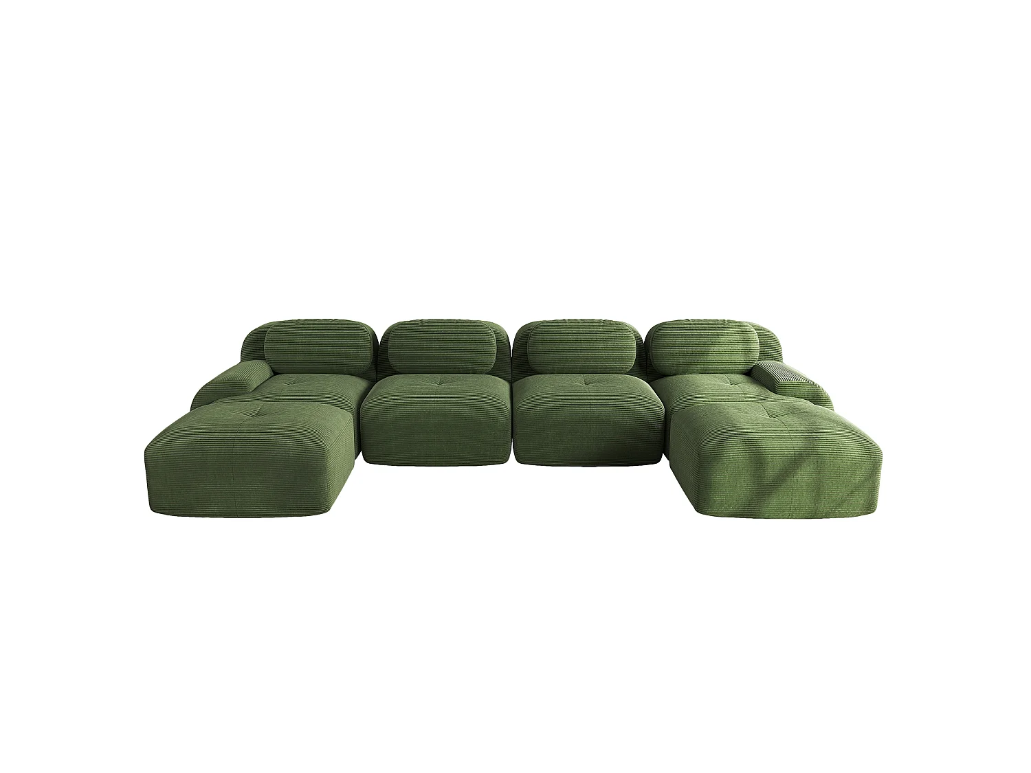 Canapé modulaire en forme de U - conception sans cadre - Tissu très élastique - Velours côtelé - Aucun assemblage requis - Vert