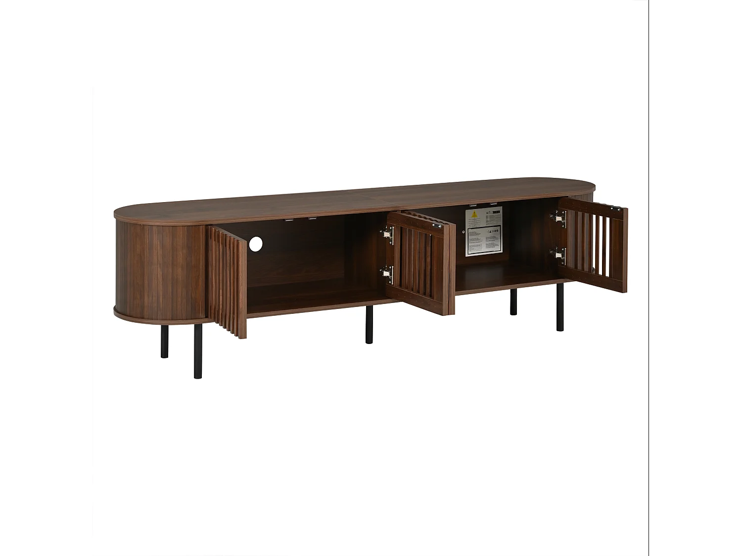 Meuble TV moderne 178x39,5x49,5 cm - 4 portes - Convient aux TV jusqu'à 75 pouces - MDF - Marron