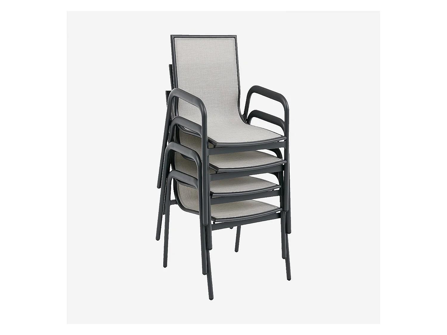 Habitat - Lot de 2 chaises de jardin en tissu déperlant et aluminium gris anthracite - Gris clair - Nazare