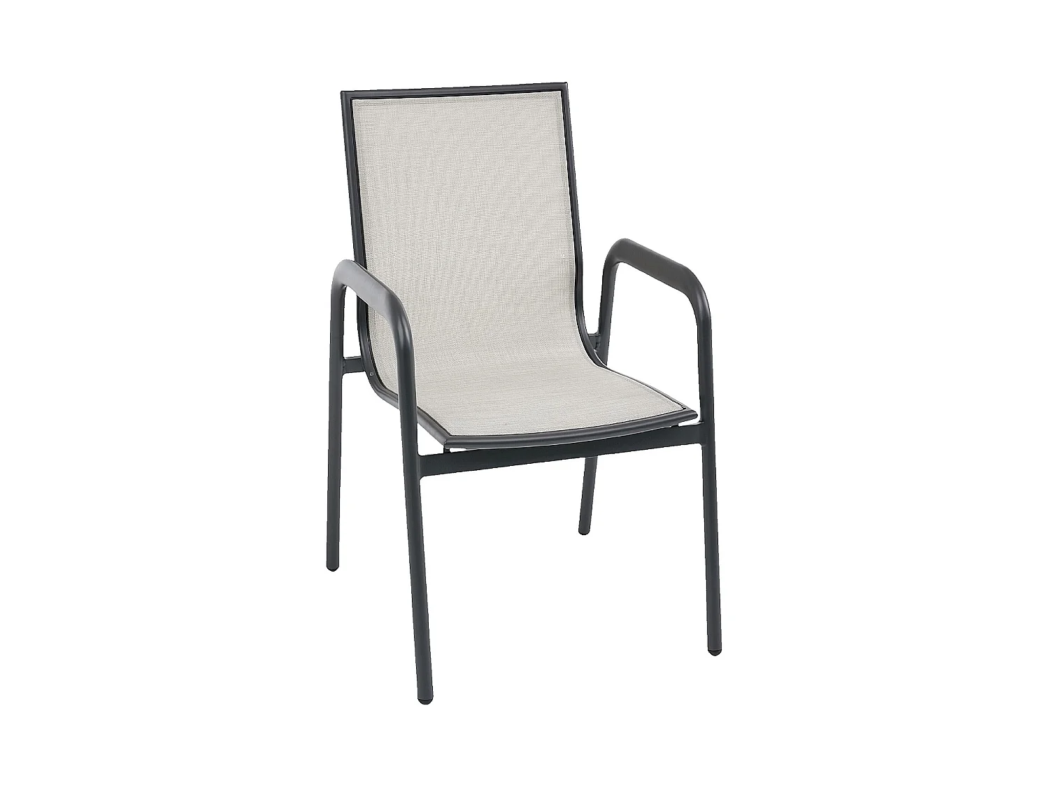 Habitat - Lot de 2 chaises de jardin en tissu déperlant et aluminium gris anthracite - Gris clair - Nazare