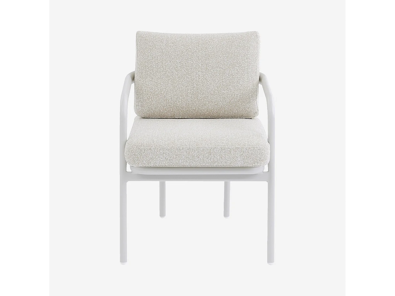 Habitat - Lot de 2 chaises de jardin en tissu texturé déperlant et aluminium blanc cassé - Crème - Nazare