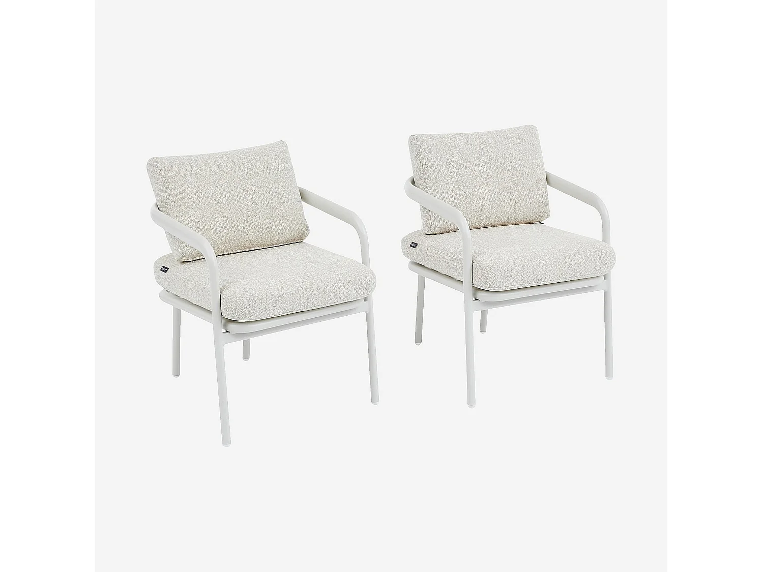 Habitat - Lot de 2 chaises de jardin en tissu texturé déperlant et aluminium blanc cassé - Crème - Nazare