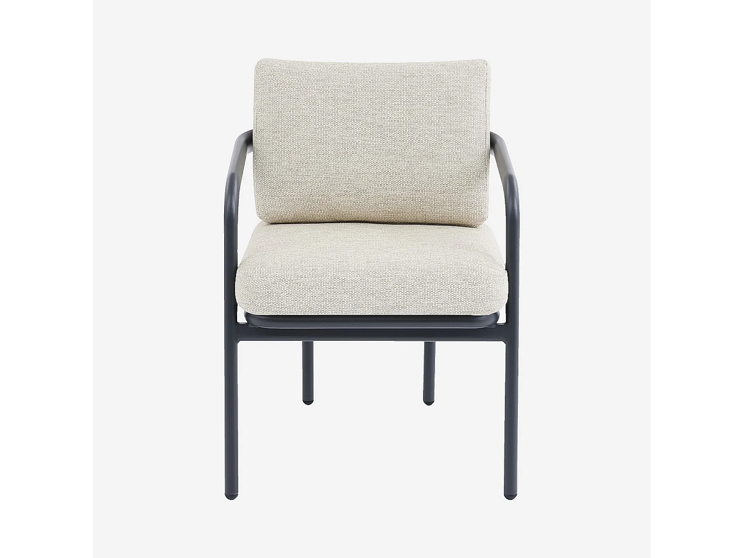 Habitat - Lot de 2 chaises de jardin en tissu tissé déperlant et aluminium gris anthracite - Beige mélangé - Nazare