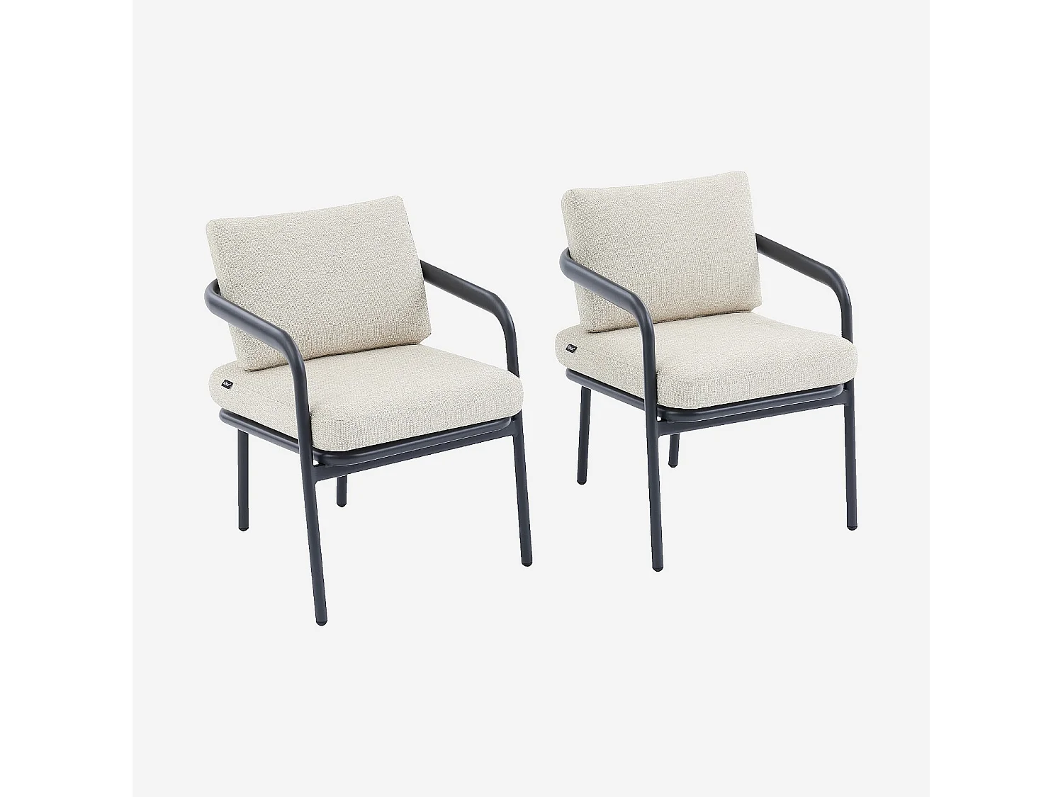 Habitat - Lot de 2 chaises de jardin en tissu tissé déperlant et aluminium gris anthracite - Beige mélangé - Nazare