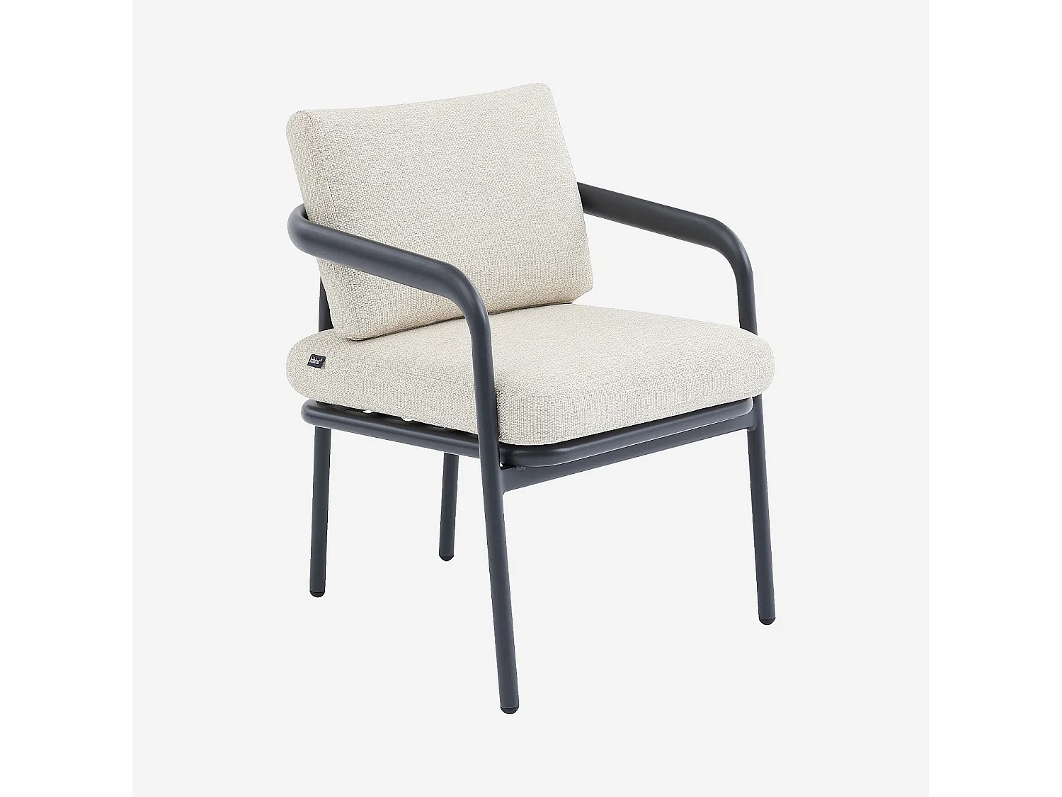 Habitat - Lot de 2 chaises de jardin en tissu tissé déperlant et aluminium gris anthracite - Beige mélangé - Nazare