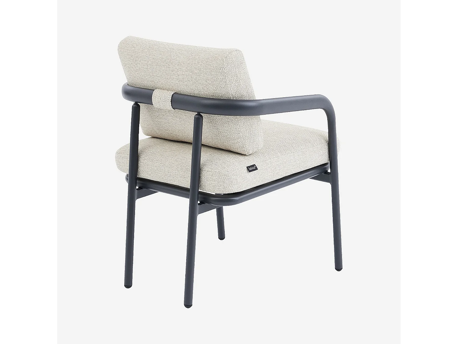 Habitat - Lot de 2 chaises de jardin en tissu tissé déperlant et aluminium gris anthracite - Beige mélangé - Nazare