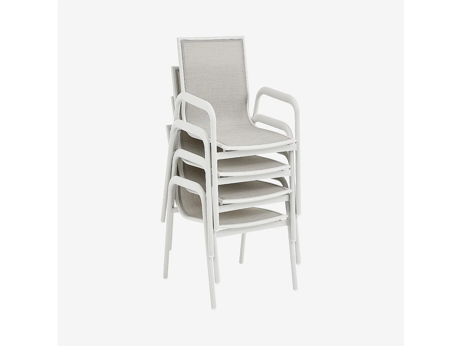 Habitat - Lot de 2 chaises de jardin en tissu déperlant et aluminium blanc cassé - Gris clair - Nazare