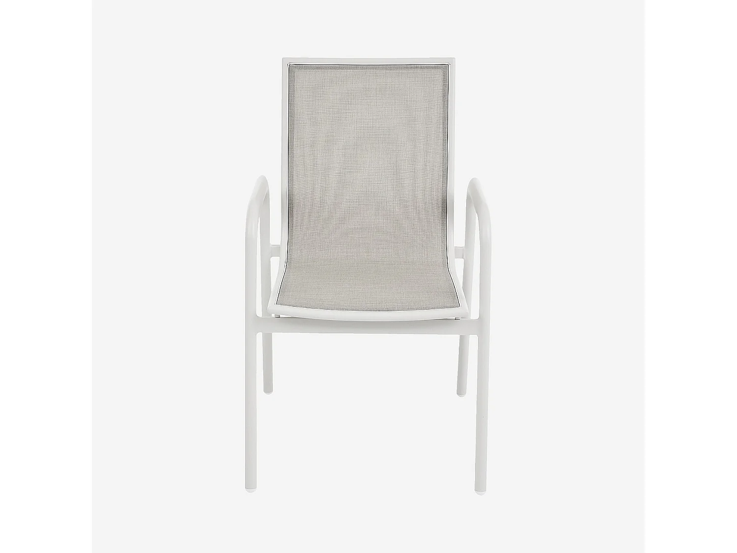 Habitat - Lot de 2 chaises de jardin en tissu déperlant et aluminium blanc cassé - Gris clair - Nazare