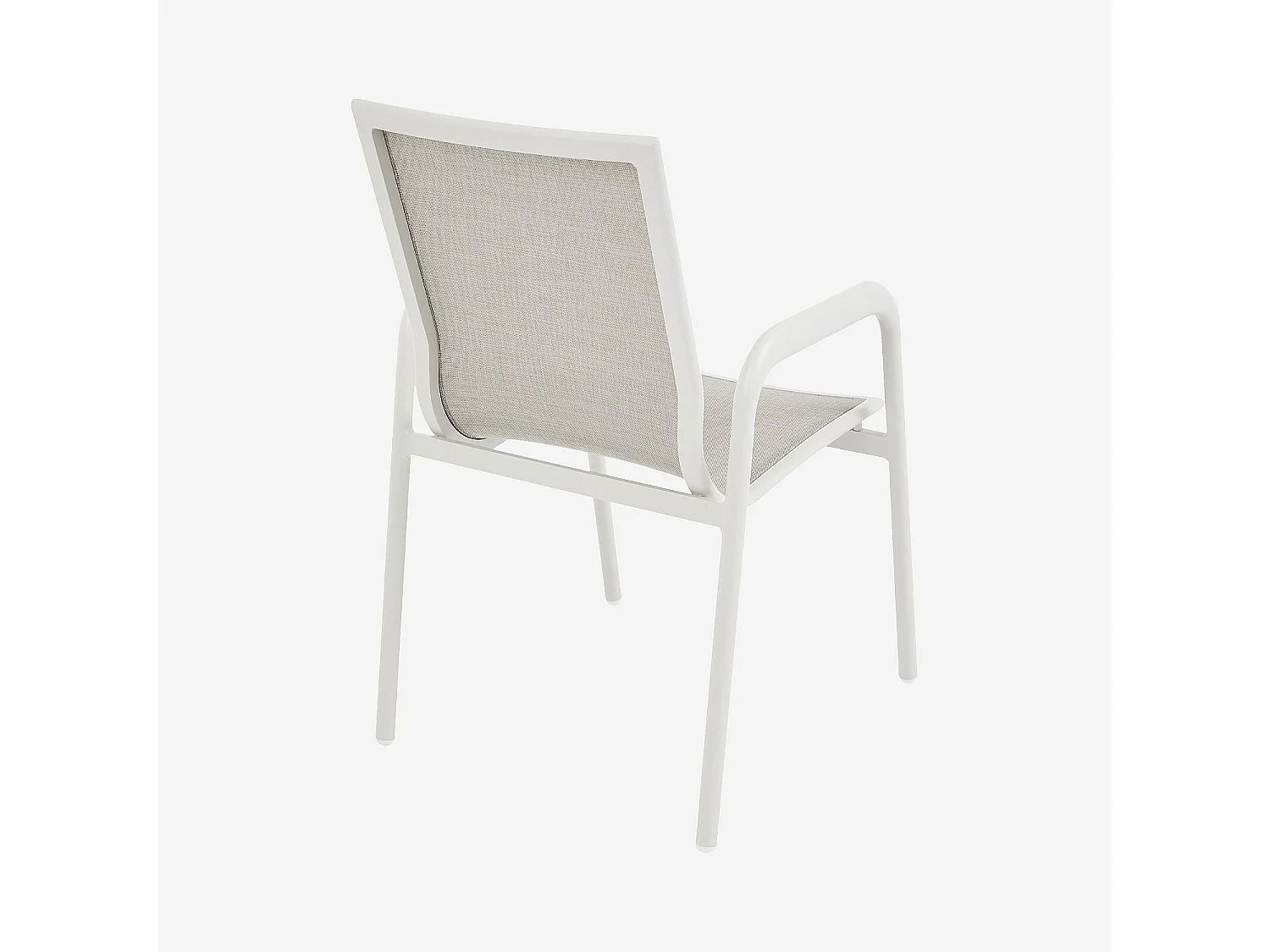 Habitat - Lot de 2 chaises de jardin en tissu déperlant et aluminium blanc cassé - Gris clair - Nazare