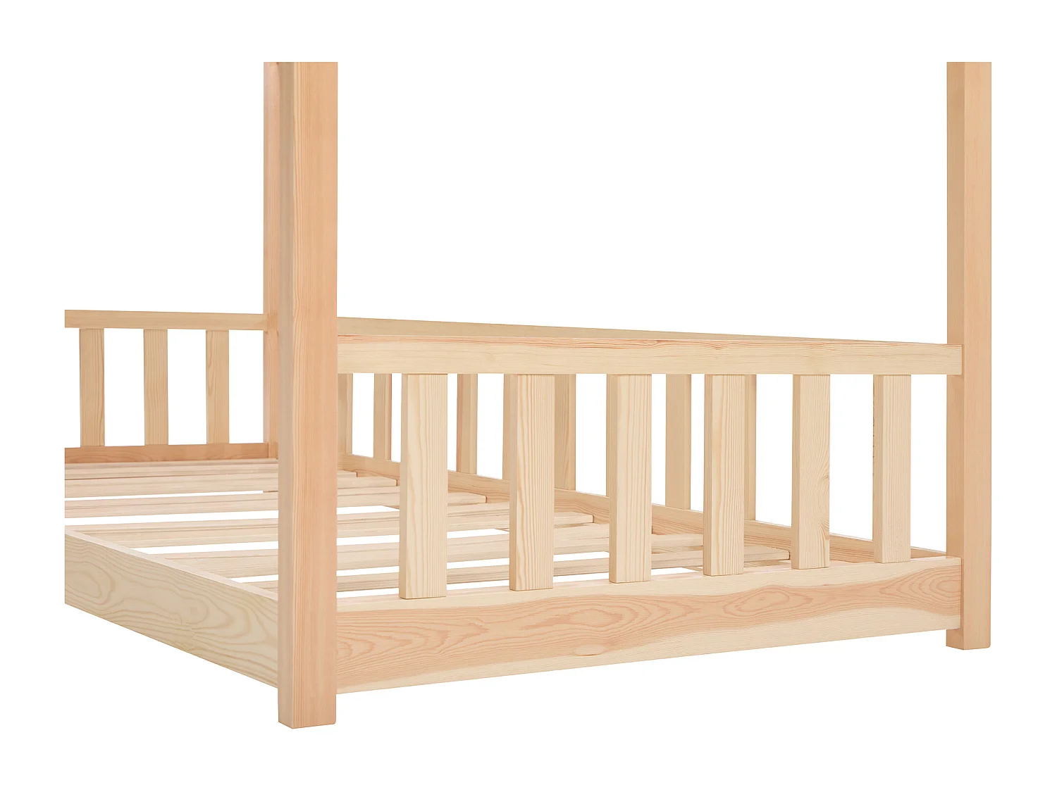 Lit cabane 90 x 190 cm - Pin - Naturel + Matelas - MARTEVI