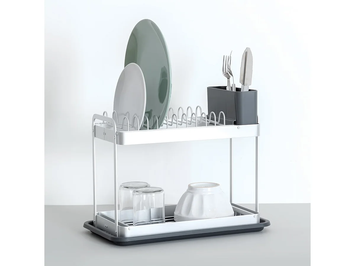 Égouttoir à Vaisselle "2 Niveaux" 42cm Gris