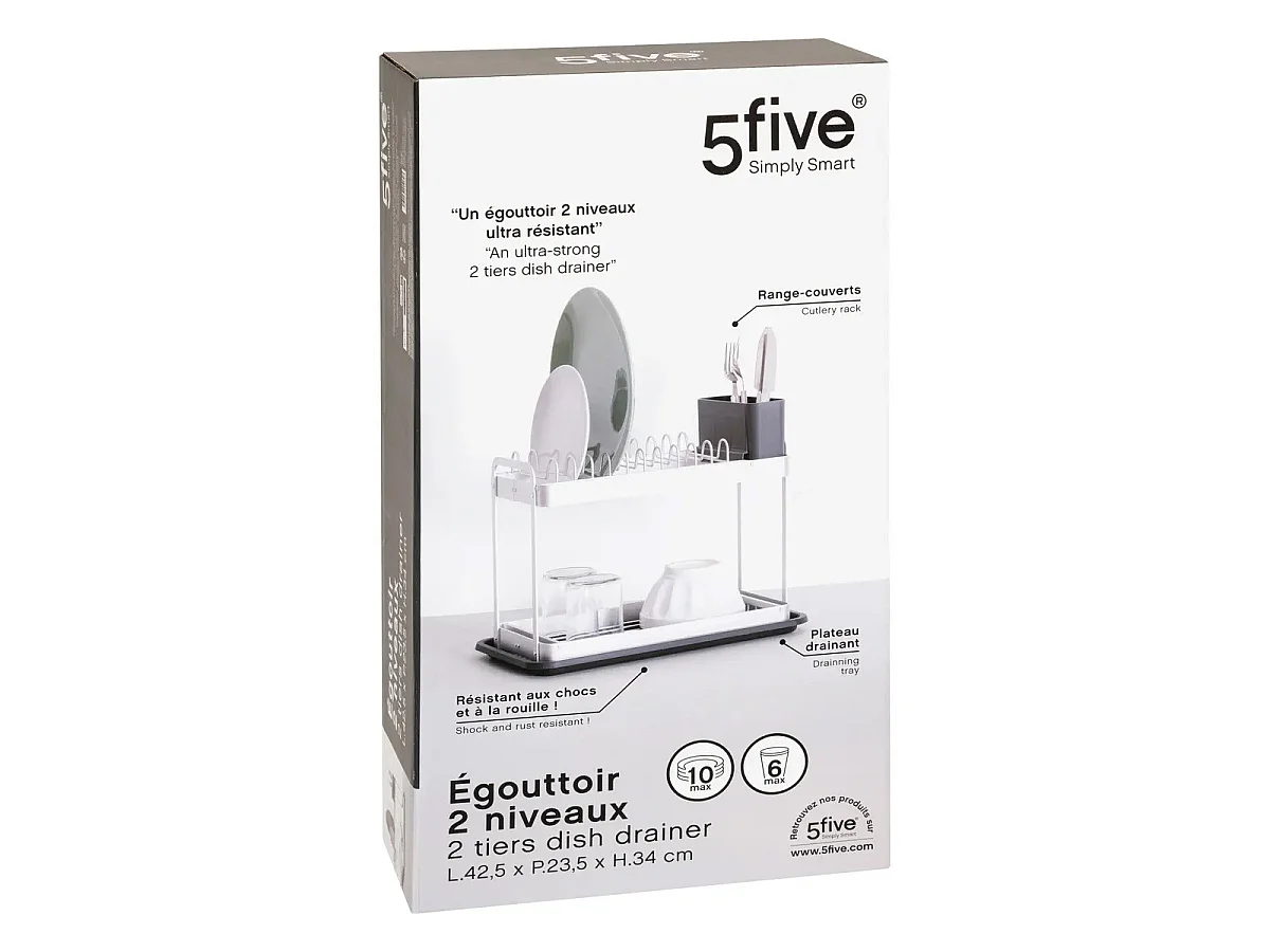 Égouttoir à Vaisselle "2 Niveaux" 42cm Gris