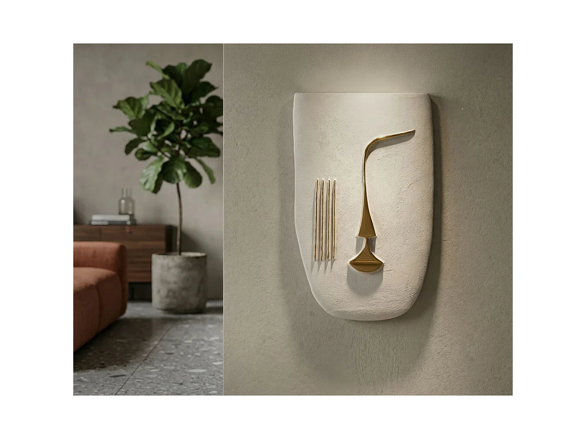 Déco Murale en Céramique "Mumbasa" 39cm Blanc