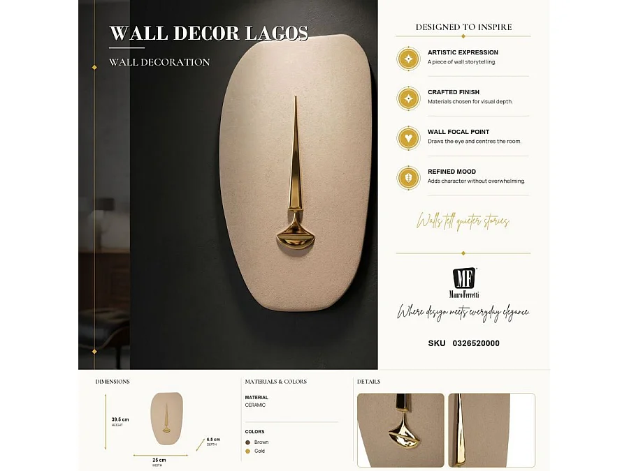 Déco Murale en Céramique "Lagos" 39cm Marron