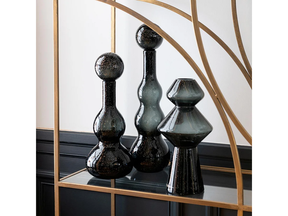 Vase Design en Verre "Carol" 35cm Noir