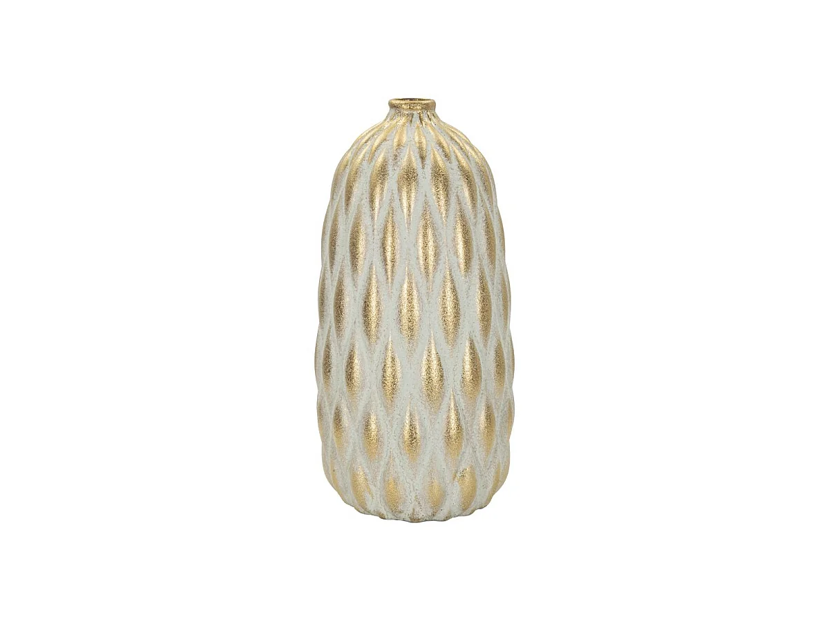 Vase Déco en Céramique "Pepitas" 37cm Gris & Or