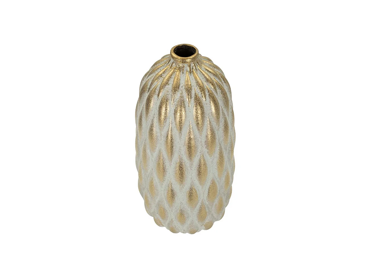 Vase Déco en Céramique "Pepitas" 37cm Gris & Or
