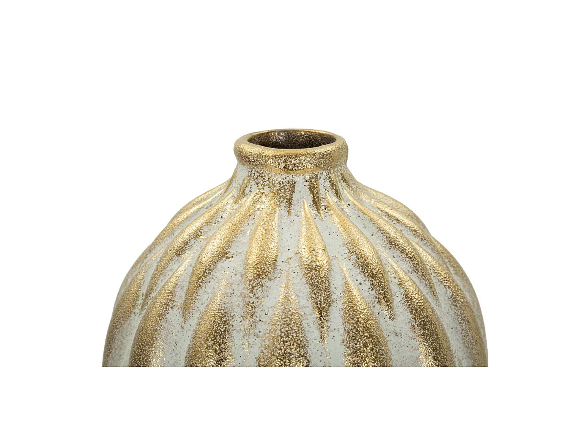 Vase Déco en Céramique "Pepitas" 37cm Gris & Or
