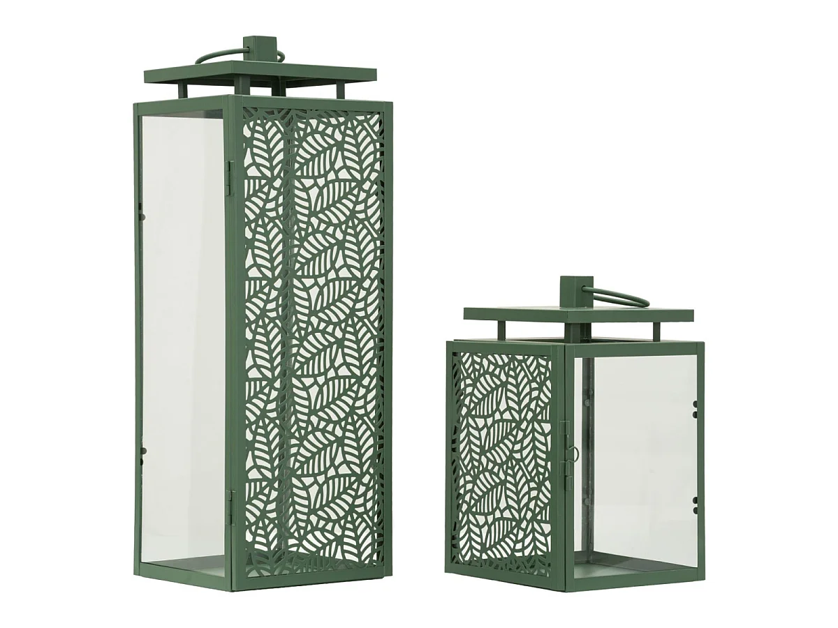 Lot de 2 Lanternes en Métal "Hall" 41cm Vert