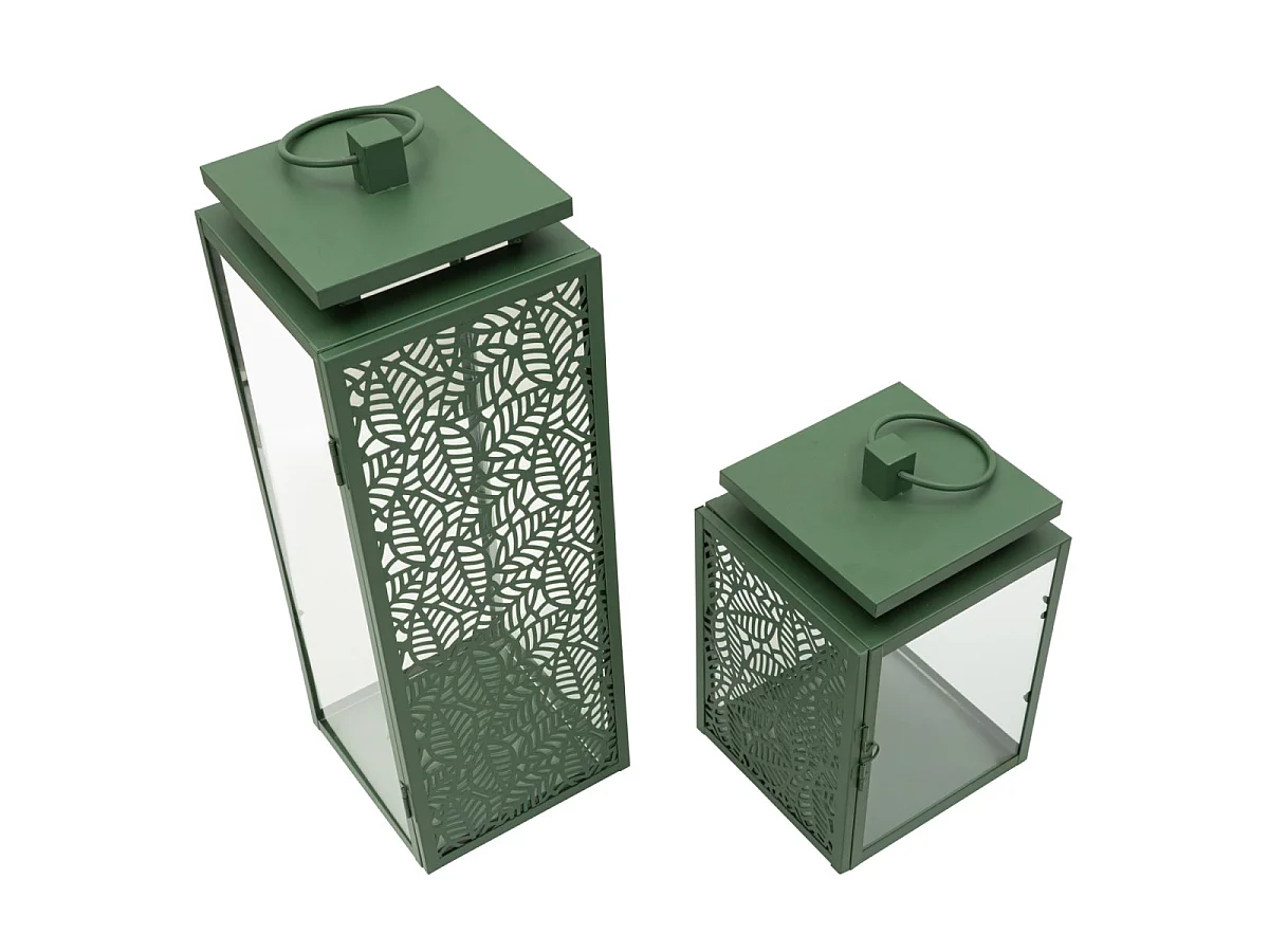 Lot de 2 Lanternes en Métal "Hall" 41cm Vert