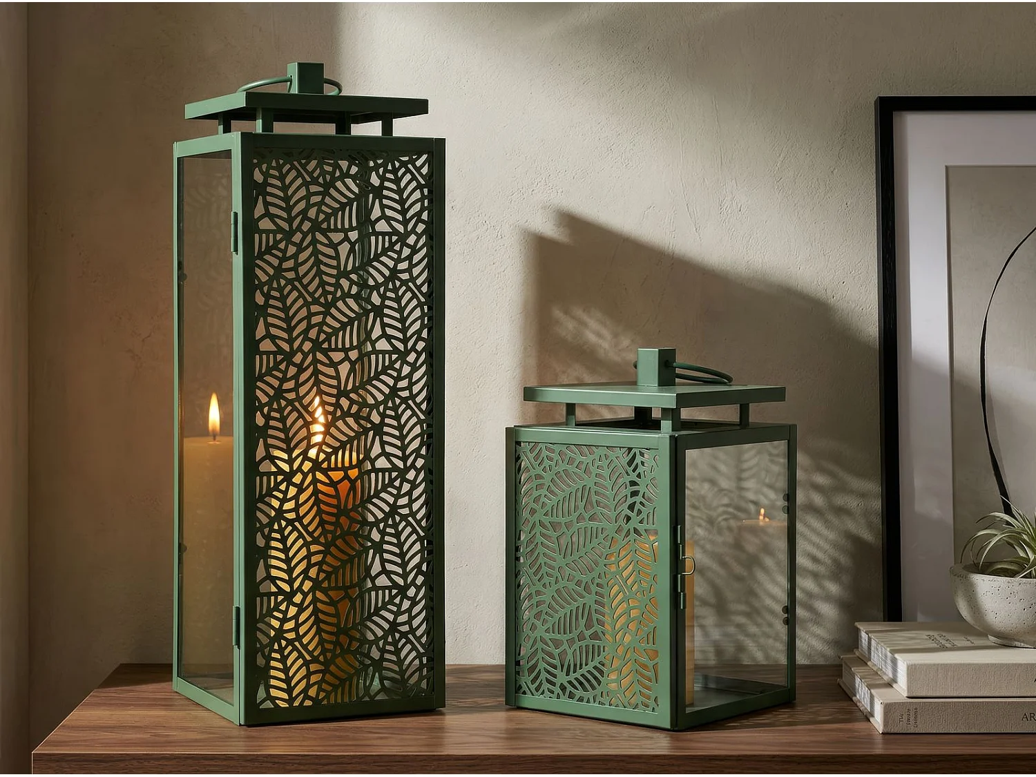 Lot de 2 Lanternes en Métal "Hall" 41cm Vert