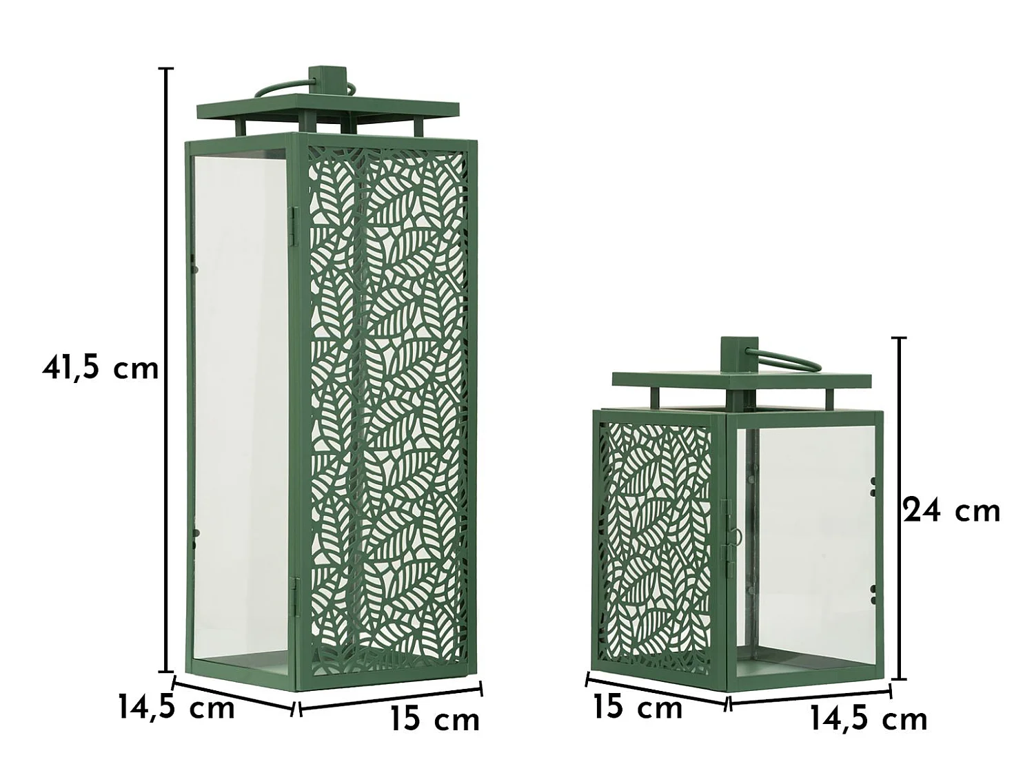 Lot de 2 Lanternes en Métal "Hall" 41cm Vert