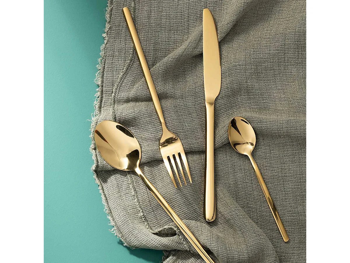 Ménagère 24 Pièces en Inox "Brillant" 27cm Or