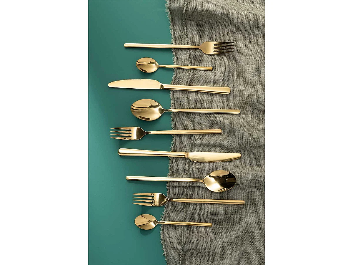 Ménagère 24 Pièces en Inox "Brillant" 27cm Or