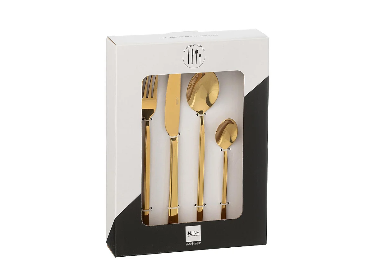 Ménagère 24 Pièces en Inox "Brillant" 27cm Or