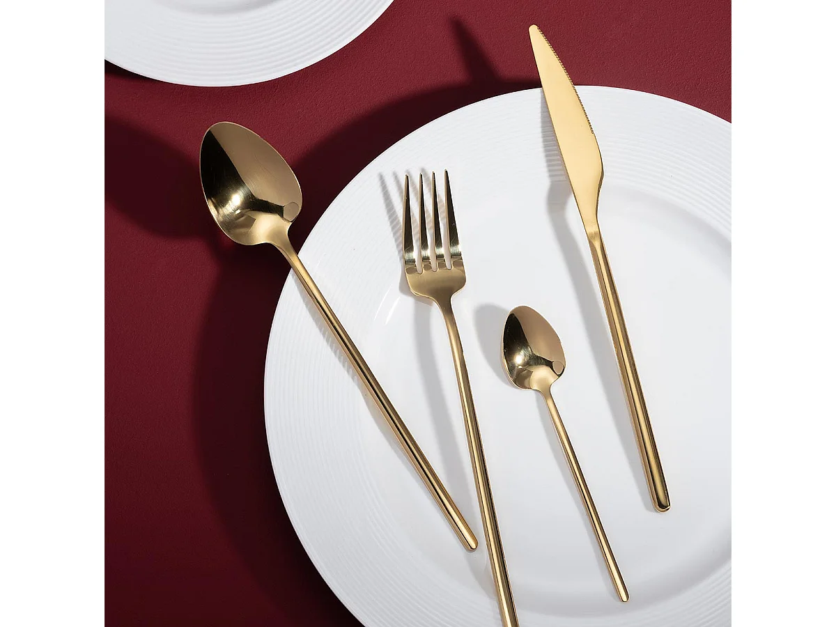 Ménagère 24 Pièces en Inox "Irvin Brillant" 27cm Or