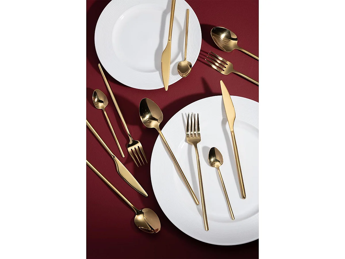 Ménagère 24 Pièces en Inox "Irvin Brillant" 27cm Or