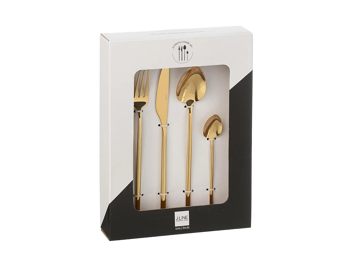 Ménagère 24 Pièces en Inox "Irvin Brillant" 27cm Or