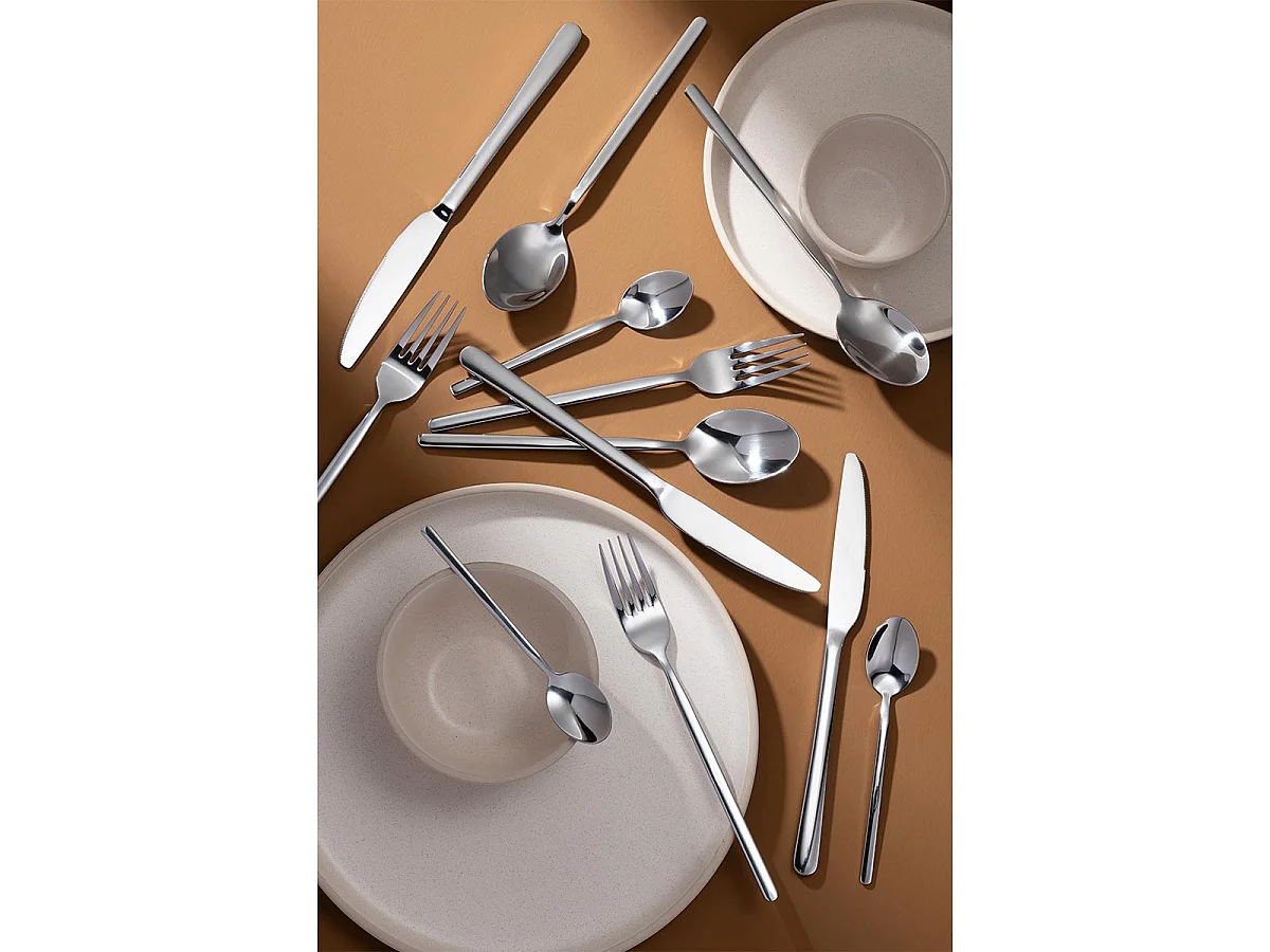 Ménagère 24 Pièces en Inox "Brillant" 27cm Argent