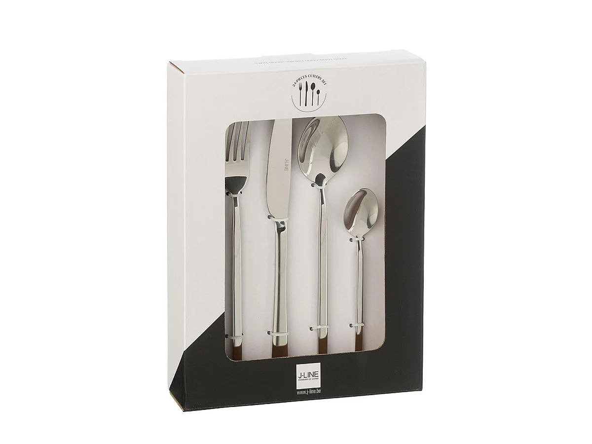 Ménagère 24 Pièces en Inox "Brillant" 27cm Argent