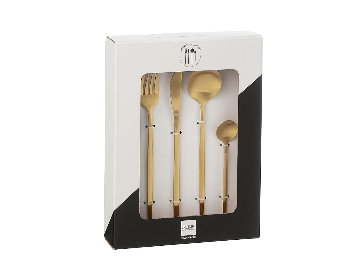 Ménagère 24 Pièces en Inox "Mat" 27cm Or
