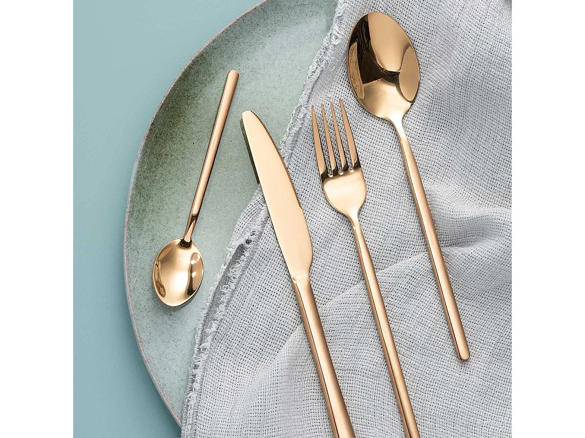 Ménagère 24 Pièces en Inox "Brillant" 27cm Cuivre