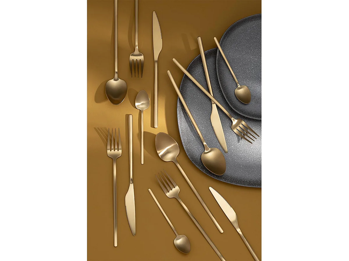 Ménagère 24 Pièces en Inox "Irvin Mat" 27cm Or