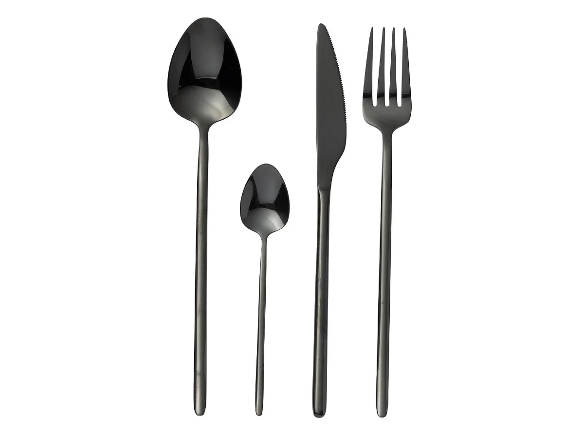 Ménagère 24 Pièces en Inox "Irvin Brillant" 27cm Noir