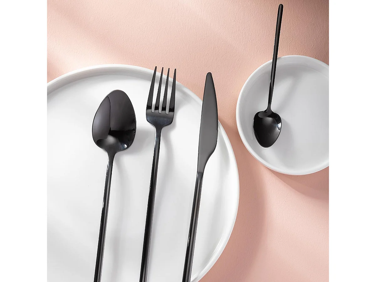 Ménagère 24 Pièces en Inox "Irvin Brillant" 27cm Noir