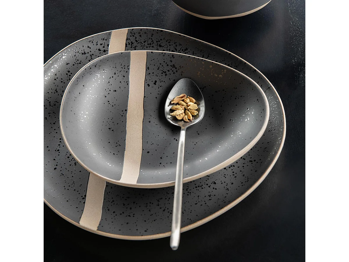 Ménagère 24 Pièces en Inox "Irvin Brillant" 27cm Noir