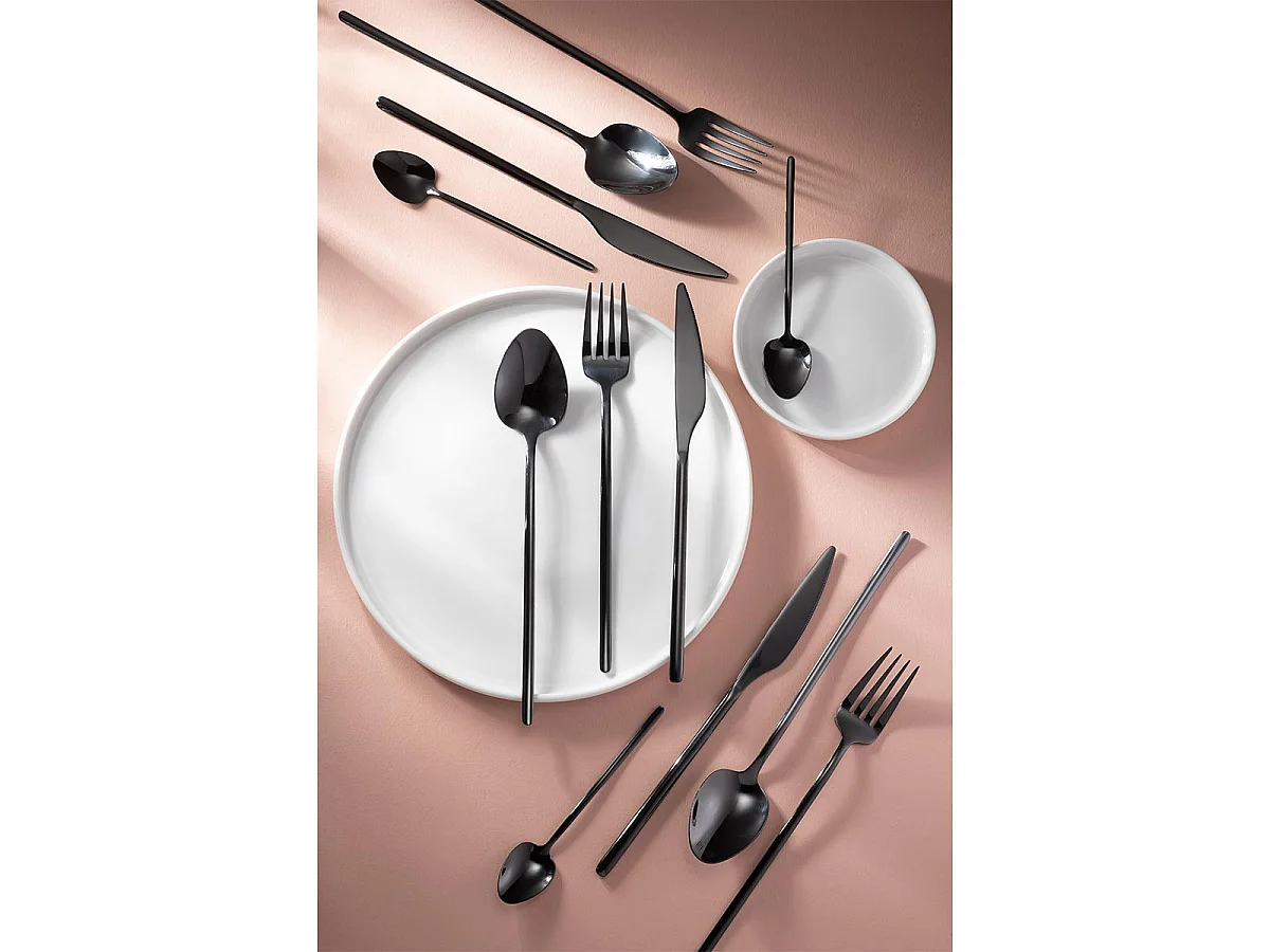 Ménagère 24 Pièces en Inox "Irvin Brillant" 27cm Noir