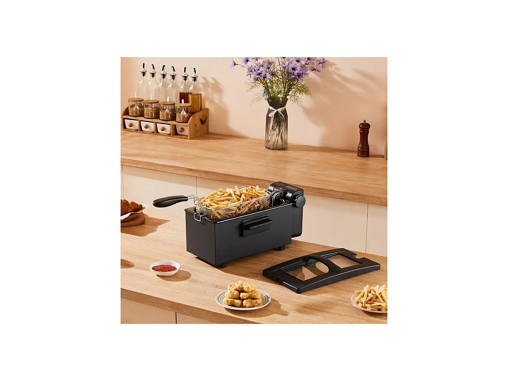 Compacte 3L 2000W Elektrische Friteuse - Continental Edison CEFR3BLK - Zwart