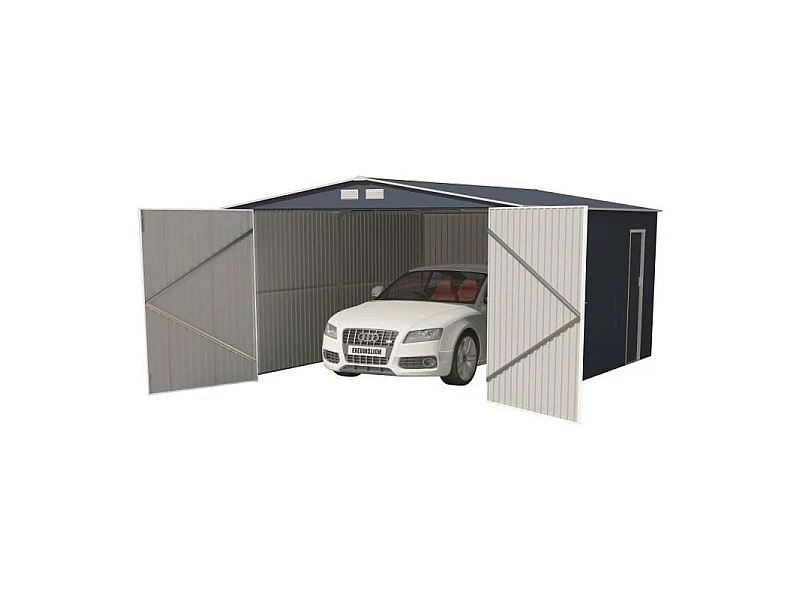 Orion Antraciet Metalen Garage 18,2m² met Dubbele Deuren 295x198 cm - Prefab Carport