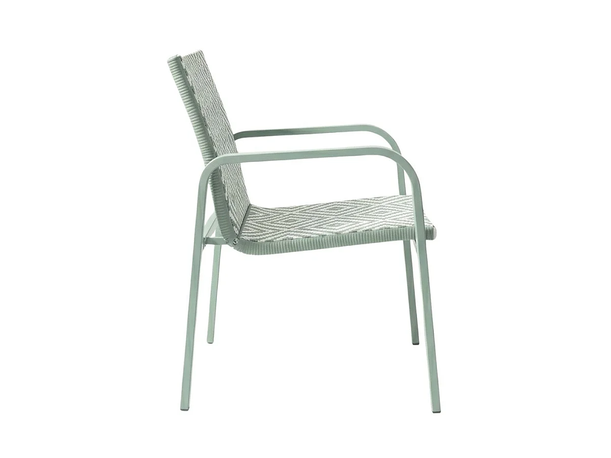 Ensemble jardin 2 fauteuils avec table basse motifs graphiques verts d'eau - AZTEK