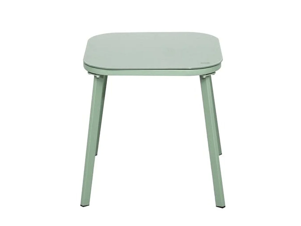 Ensemble jardin 2 fauteuils avec table basse motifs rayures vert et crème - CALICO