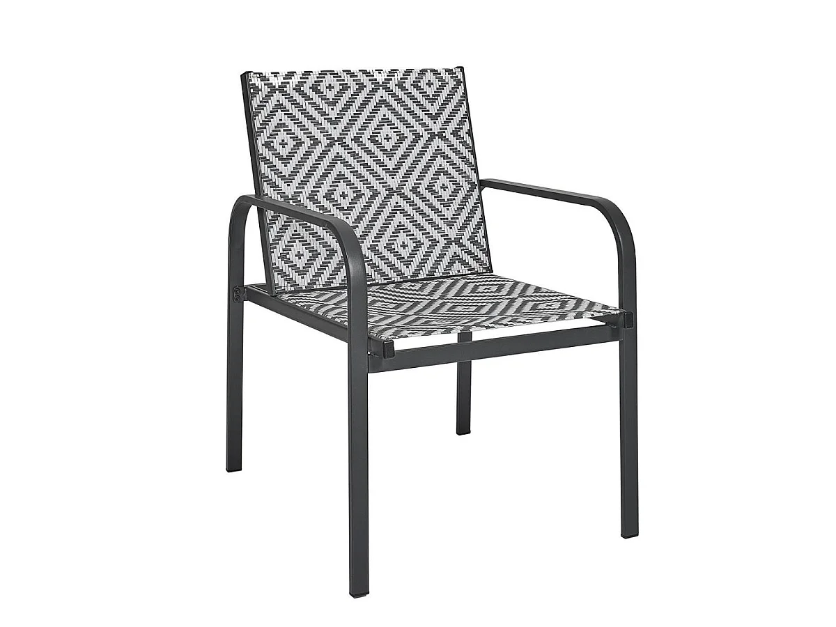 Ensemble jardin 2 fauteuils avec table basse motifs graphiques gris - AZTEK