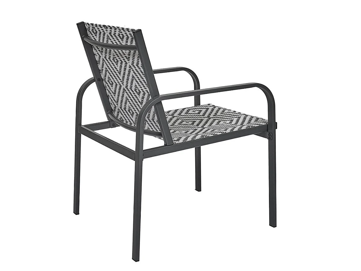 Ensemble jardin 2 fauteuils avec table basse motifs graphiques gris - AZTEK