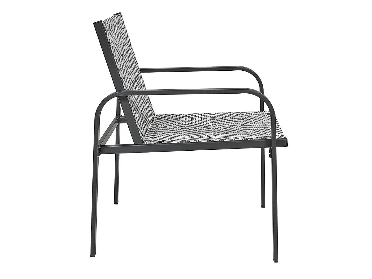 Ensemble jardin 2 fauteuils avec table basse motifs graphiques gris - AZTEK
