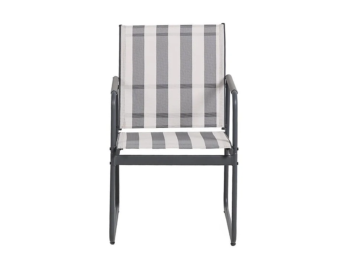 Ensemble jardin 2 fauteuils avec table basse motifs rayures gris - CALICO